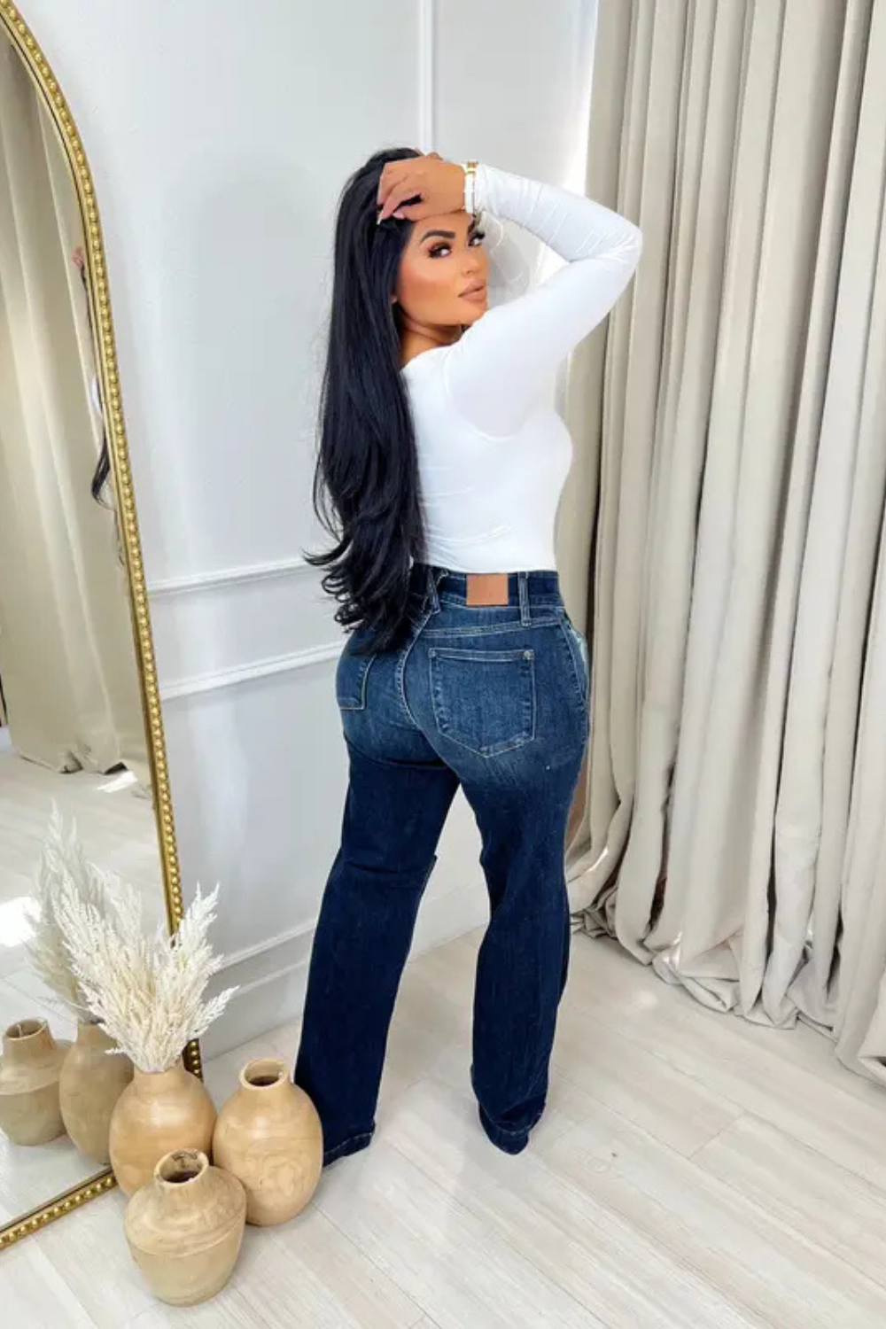High Waist Wide Leg Tummy Control Jeans