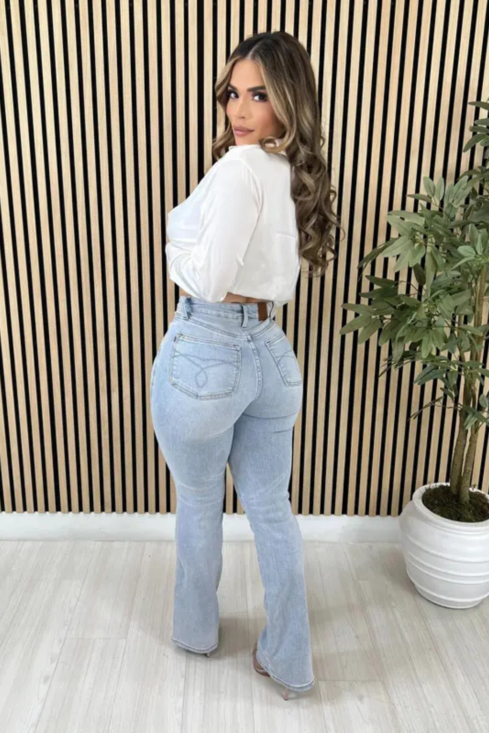 High Waist Wide Leg Tummy Control Jeans